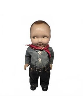 Vintage Buddy Lee Denim Cowboy Doll with Scarf